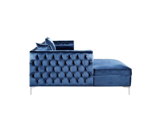 Lorenzo Navy Blue Chaise Sectional Sofa - 115