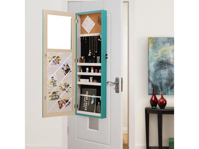 Odele Turquoise Over The Door Jewelry Armoire Makeup Storage Organizer Vanity Mirror Inspired Home Newegg Com
