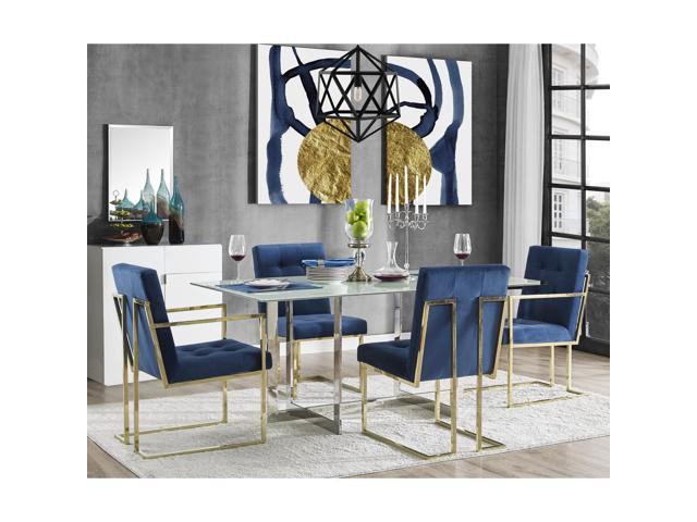 Rockefellar Navy Blue Velvet Dining Chair Set Of 2 Armless