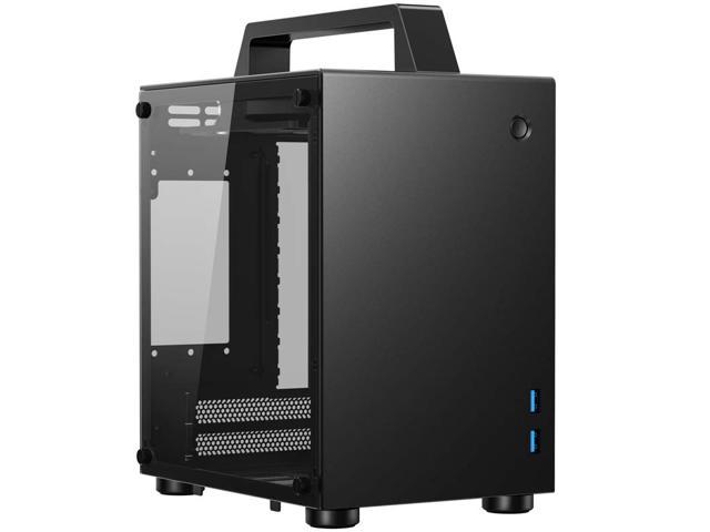 JONSBO T8 Handle Mini-ITX Computer Case Aluminum Tempered Glass Desktop Chassis with Handle for ITX 170mm*170mm Motherboards – Black