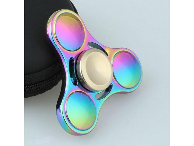 Worryfree Gadgets RAINBOW-FIDGET Metal Fidget Spinner Focus Toy Ultra-Grip  Design Anxiety Relief 