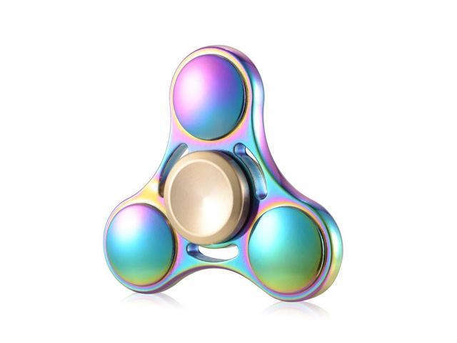 Worryfree Gadgets RAINBOW-FIDGET Metal Fidget Spinner Focus Toy Ultra-Grip  Design Anxiety Relief 