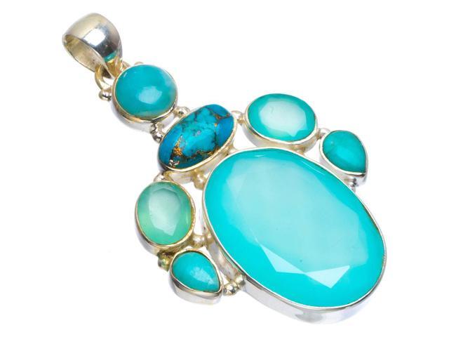 925 Sterling Silver NATURAL LARIMAR Pendant 2.25