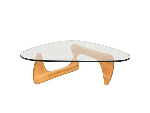 Leisuremod Imperial Modern Glass Top Wooden Base Triangle Coffee - Natural Wood Base Glass Top Coffee Table Leisuremod Imperial Modern Glass Top Wooden Base Triangle Coffee - Natural Wood Base Glass Top Coffee Table