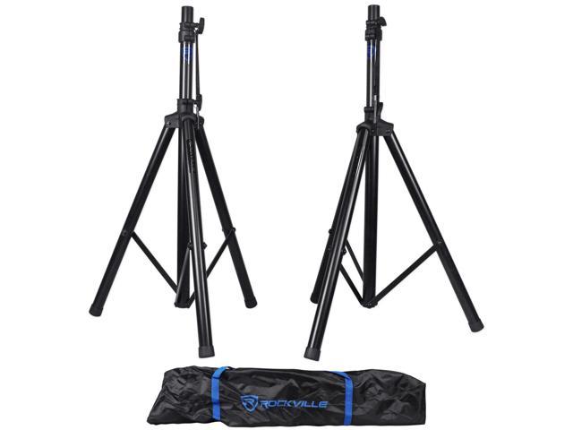 Photo 1 of -USED/MISSING CARRYING CASE-Pair Rockville Adjustable Tripod DJ PA Speaker Stands