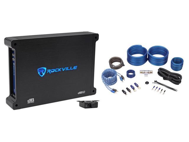 Rockville dB12 2000 Watt/1000w RMS Mono Class D 2Ohm Car Audio Amplifier+Amp Kit 