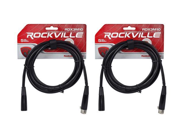 Rockville RDX3M25 25 3 Pin DMX Lighting Cable 100% OFC Copper Female 2 Male