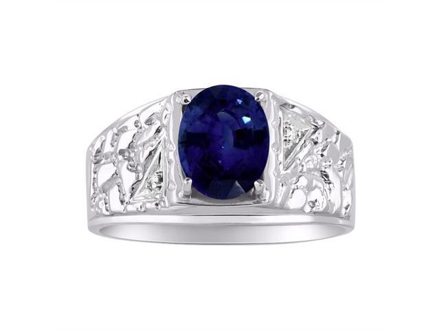 Sapphire /& Diamond Ring Sterling Silver or Yellow Gold Plated Silver