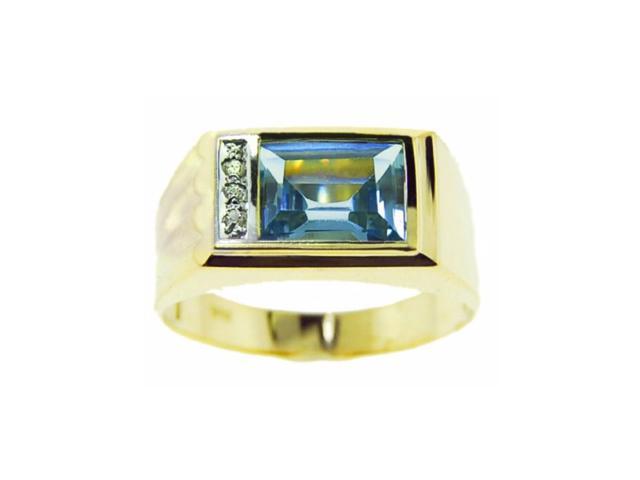 Diamond /& Aquamarine Ring Sterling Silver or Yellow Gold Plated