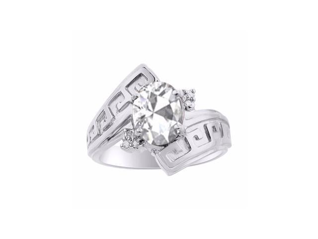 Diamond /& White Topaz Ring Set In Sterling Silver Color Stone Birthstone Ring