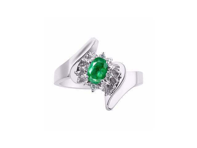 Diamond /& Emerald Ring Set In Sterling Silver Color Stone Birthstone Ring