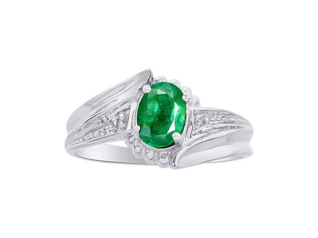 Diamond /& Emerald Ring Set In Sterling Silver Color Stone Birthstone Ring