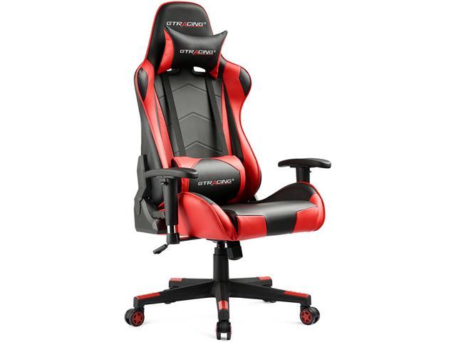 Gaming Office Chair Racing Executive Footrest Computer Seat PU Leather Backrest 