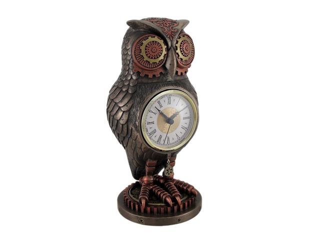 Veronese Design Bronze/Copper Finish Steampunk Owl Mantel Clock
