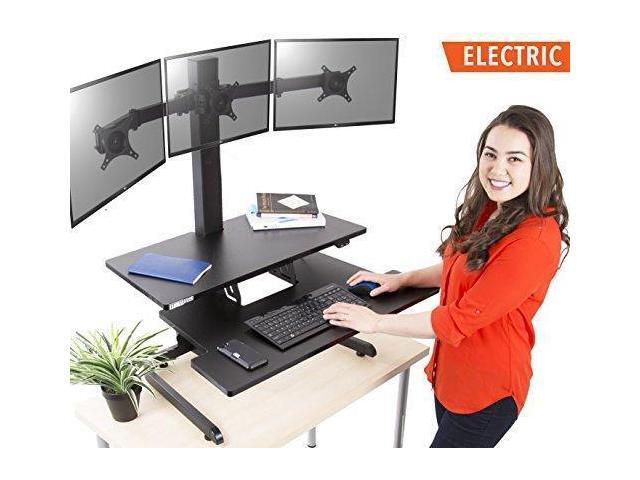 Techtonic Electric Monitor Arm Standing Desk By Stand Steady Large Spacious Up Easy Sit To With The Push Of A On Quiet 3