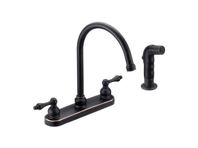 Designers Impressions 652398 Oil Rubbed Bronze Kitchen Faucet W Sprayer 8 Inch Centers Newegg Com