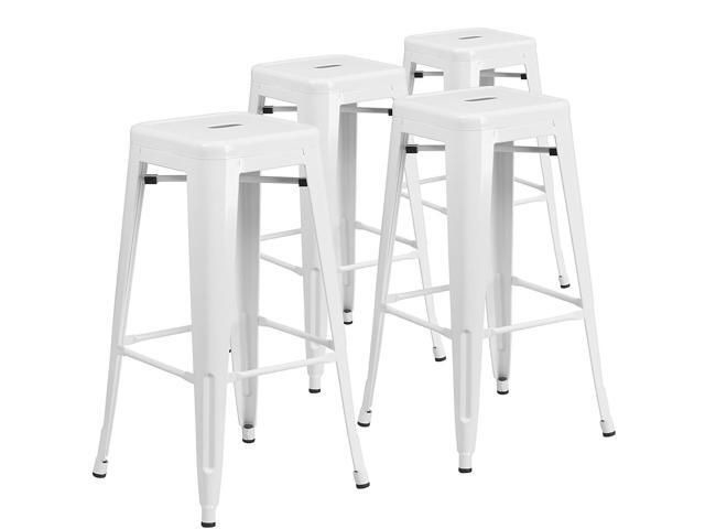30/'/' High Backless Metal Indoor-Outdoor Barstool with Square Seat