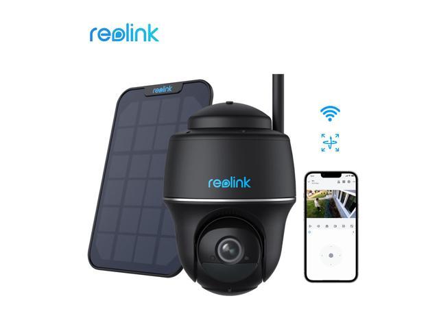Reolink 4MP Pan Tilt 2.4/5GHz WIFI Outdoor Security Battery-Powered Camera, Smart Person/Vehicle Detect, 2-way Audio, PIR Motion Support Google Assistant - Argus Series Cam+Solar Panel - Black