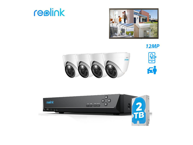 Replink REOLINK 8CH 12MP PoE Security Camera System, 4 Domes H.265 12MP Cameras ...