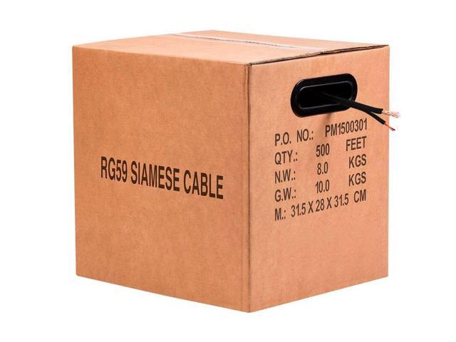 Monoprice 500 Bare Copper RG59 with 2x18AWG Power 115407 Black cm