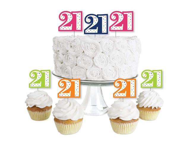 21st Birthday Cheerful Happy Birthday Dessert Cupcake Toppers