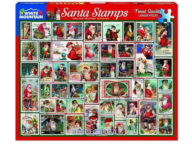 1000 Piece Jigsaw Puzzle White Mountain Puzzles Santa Stamps