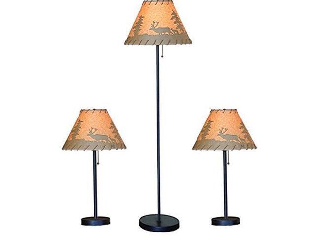 Catalina Lighting Lodge Table And Floor Lamp Set With Printed