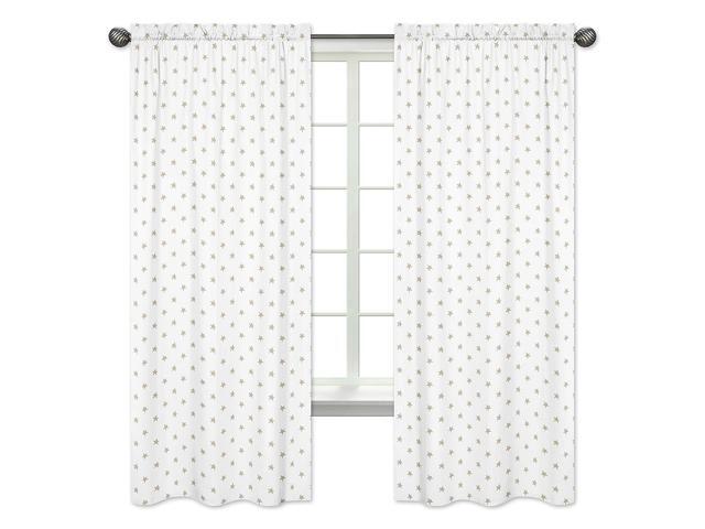Sweet Jojo Designs 2 Piece Gold And White Star Window Treatment