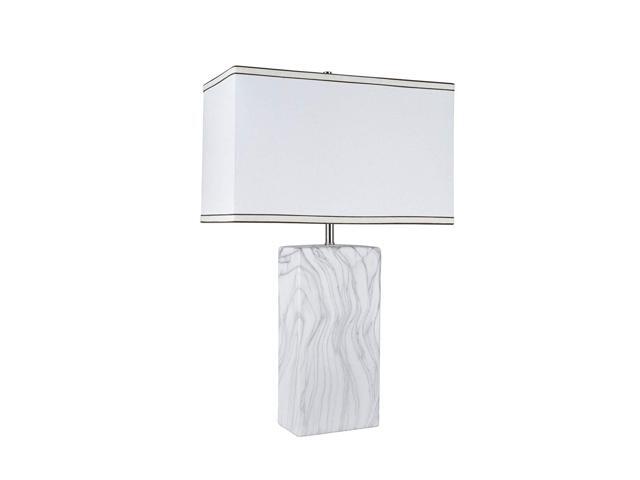 Aspen Creative 40078 25 1 2 High Transitional Ceramic Table Marble Finish With Hardback Rectangle Shaped Lamp Shade In Off White 16 8 Wide