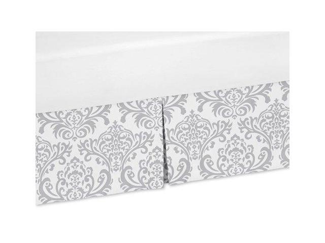 Sweet Jojo Designs Gray And White Damask Crib Bed Skirt Dust