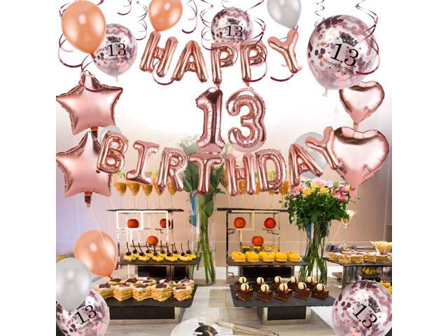 Konsait 59pack Rose Gold 13th Birthday Decorations For Women Girls