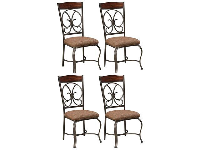 Ashley Furniture Signature Design Glambrey Dining Room Chair Set Scrolled Metal Accents Set Of 4 Brown Newegg Com