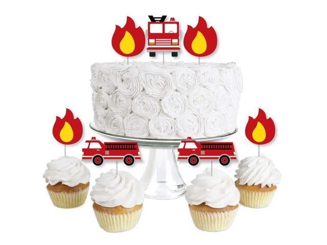 Fired Up Fire Truck Dessert Cupcake Toppers Firefighter