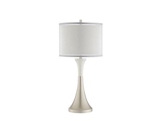 Catalina Lighting 20615 001 Nico Table Lamp With White Drum Shade Bulb Included 32 Silver Newegg Ca