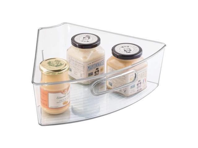Mdesign Plastic Kitchen Cabinet Lazy Susan Storage Organizer Bin With Handle Medium Pie Shaped 1 6 Wedge 4 Deep Container Organize Snacks Food
