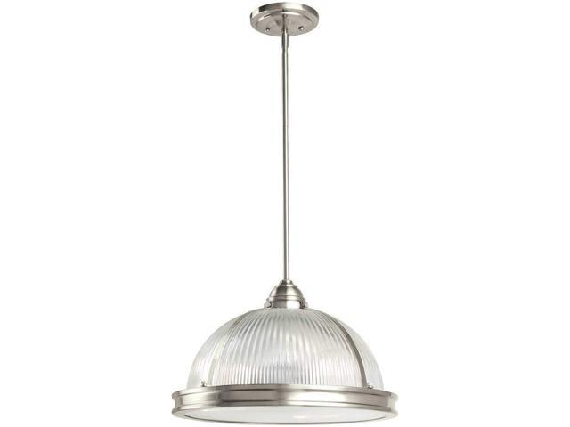 Sea Gull Lighting 65062 962 Pratt Street Prismatic Three Light Pendant With Clear Textured Glass Diffuser And Clear Ribbed Glass Shade Brushed Nickel