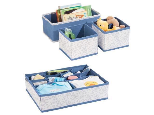 Mdesign Baby Nursery Fabric Storage Organizer Bins Trays Set For