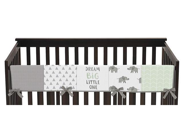 Sweet Jojo Designs Mint Grey And White Long Front Crib Rail Guard