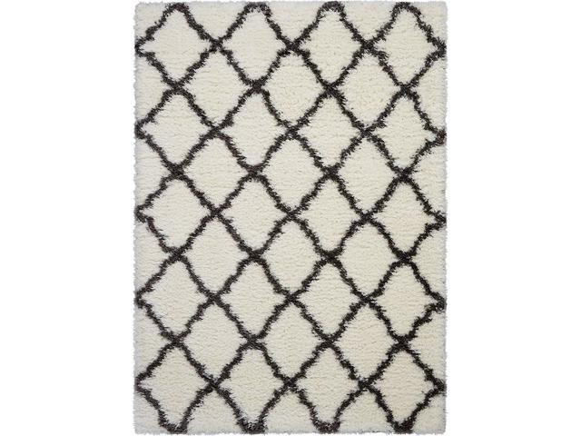 Nourison Ulp02 Ultra White And Black Plush Area Rug 4 X 6 X6 Ivory Charcoal Newegg Com