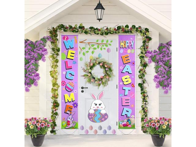 Blulu Easter Decoration Set Easter Porch Sign Welcome Happy Easter