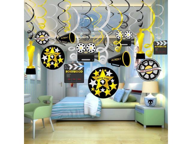 Hollywood Movie Themed Hanging Swirl Oscar Party Decor Favors Supplies Konsait Movie Foil Swirl Hanging Decorations 18pack Gold Black Silver Decor Party Favors Toys Games Pogrebnoneven Rs