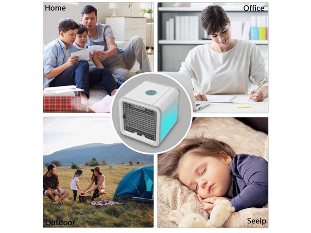 with 3 Speeds and 7 Colors LED Night Light Desktop Cooling Fan for Household Office and Outdoors Purifier Humidifier 3 in 1 Mini USB Air Conditioner Personal Space Air Cooler