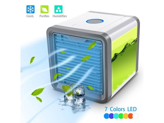 Humidifier Purifier and 7 Colors LED Night 3 in 1 Mini Mobile Personal Space Cool Air Ultra USB Portable Cooling Air Conditioner Desktop Cooling Fan for Office Lmain Air Cooler