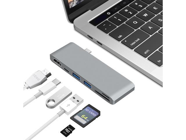 Thunderbolt 3 USB-C Hub Adapter for Macbook Pro Nintendo Switch Samsung S8,  Type-C Female Charger Port + HDMI port + 2 * USB 3.0 port + TF⁄SD Card  Reader Hubs