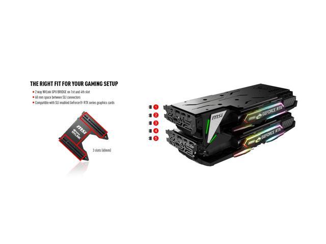 MSI 2-Way GeForce RTX NVLink GPU Bridge, with RGB Lighting Effects 