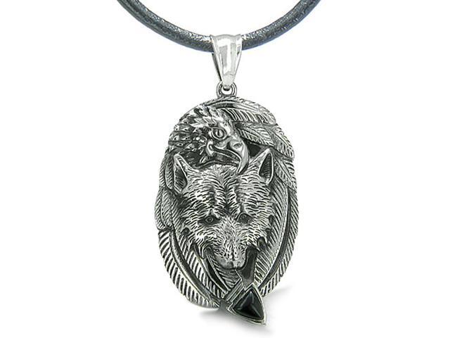 Wolf Eagle Unity Feathers Simulated Onyx Arrowhead Spiritual Power Leather Pendant Necklace Newegg Com - Eagle Arrowhead Pendant Necklace