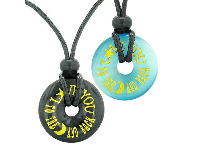 I Love You to the Moon and Back Amulets Love Couples Sky Blue Simulated Cats Eye Arrowhead Necklaces