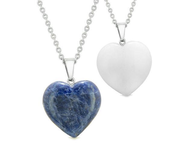 Amulet Large Puffy Heart Green Quartz Good Luck Powers Pendant 22 Inch Necklace
