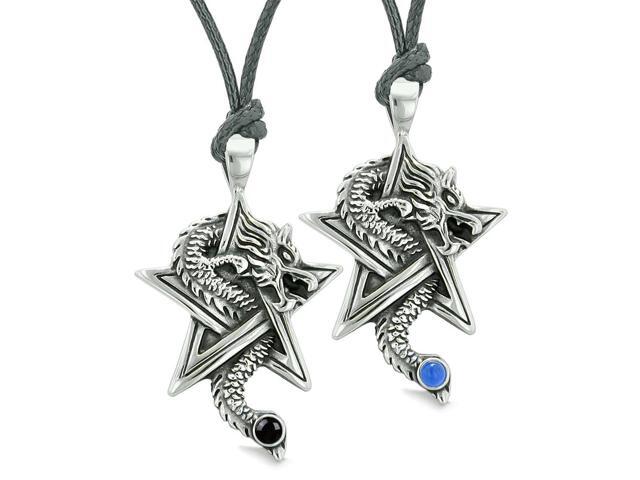 Never Give Up Tags Love Couples or Best Friends Amulets Sky Blue Simulated Cats Eye Black Agate Necklaces