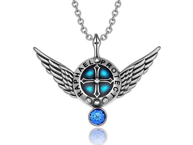 Angel Wing Archangel Thavael Magic Crystal Point Green Quartz Pendant 18 Inch Necklace 